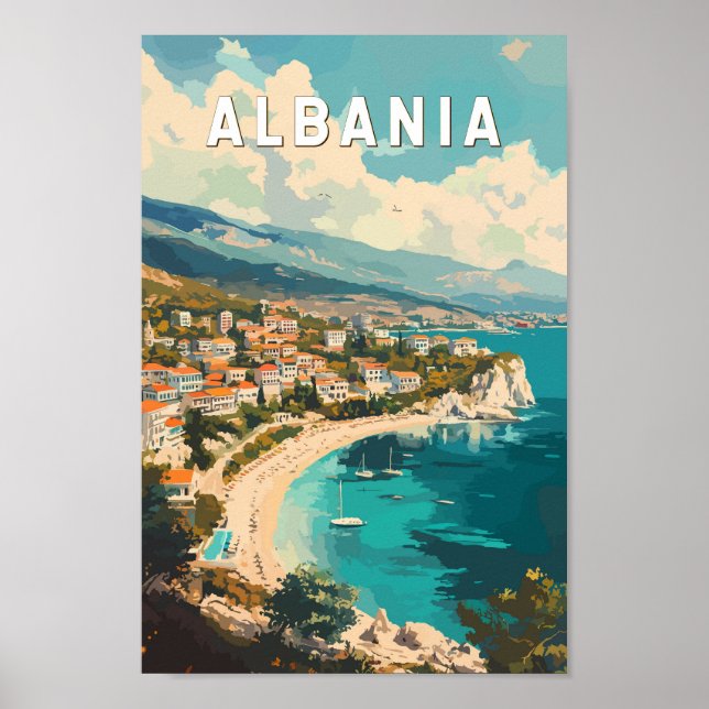 Albania Travel Art Vintage Poster (Front)
