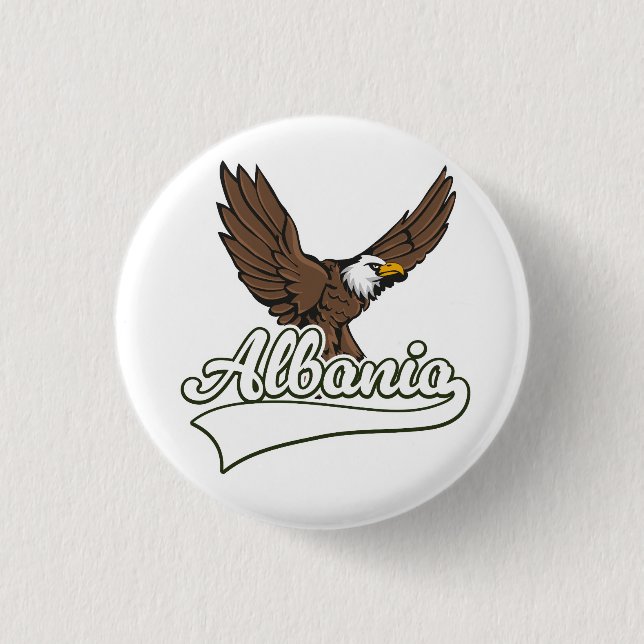 Albania travel logo 1 inch round button (Front)