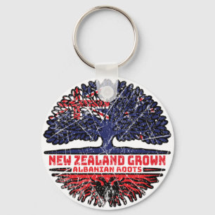 Albanian Albania New Zealander New Zealand Tree Keychain