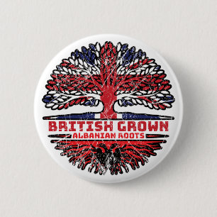 Albanian Albania Uk United Kingdom British Tree 2 Inch Round Button