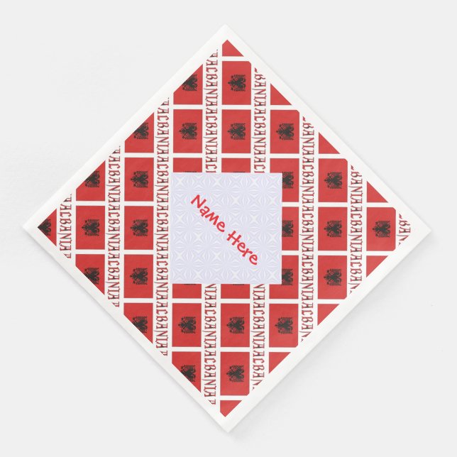 Albanian Albanian Flag Tiled Red Personalized  Napkin (Corner)
