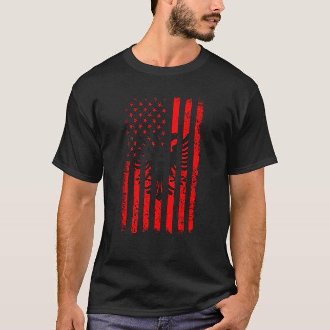 Albanian American Flag Albania America Pride Herit T-Shirt (Front)