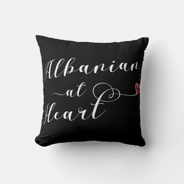 Albanian At Heart Throw Cushion, Albania Pillow (Front)