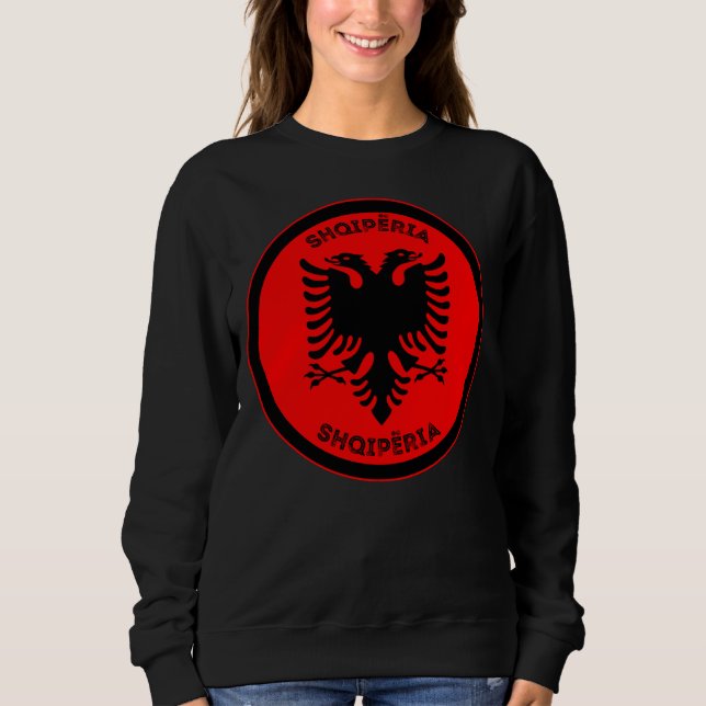 Albanian Black Eagle Circle Shape  Sweatshirt (Front)