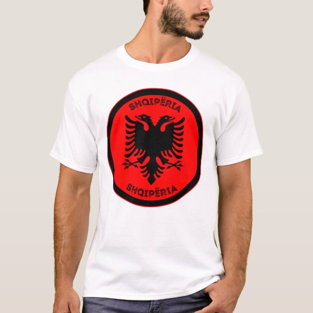 Albanian Black Eagle Circle Shape  T-Shirt (Front)
