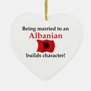 Albanian Builds Character Ceramic Ornament