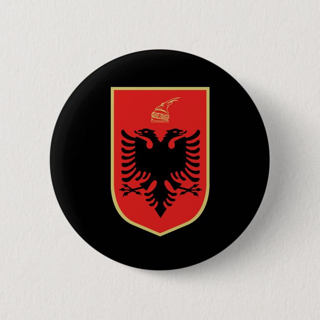 Albanian coat of arms 2 inch round button (Front)