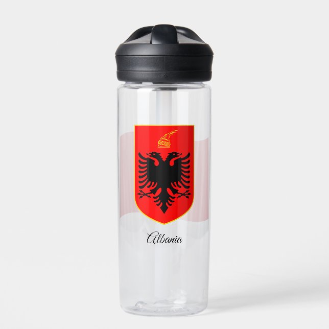 Albanian Coat of Arms, Flag, Albania Water Bottle (Front)