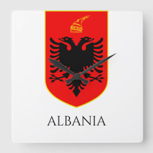 Albanian Coat Of Arms National Heritage Art Square Wall Clock