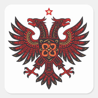  Albanian Double Headed Eagle Ethnic Art Die-Cut  Square Sticker