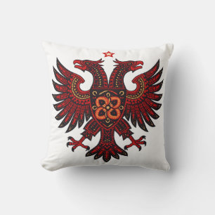 Albanian Double Headed Eagle Ethnic Art Throw Pill Pillow