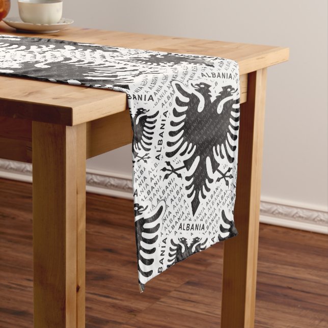 Albanian flag 3 medium table runner (In Situ)