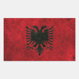 Albanian Flag Aged Steel Effect Sticker