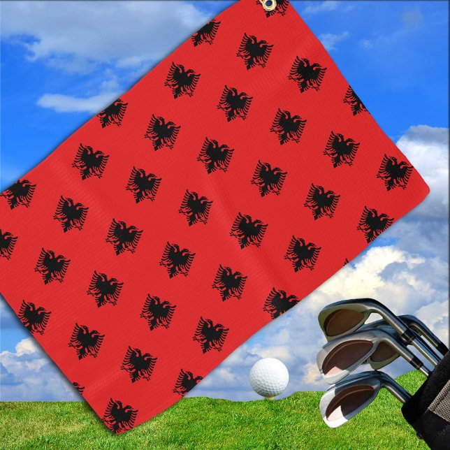 Albanian Flag & Albania travel, holiday /sport fan Golf Towel (Creator Uploaded)