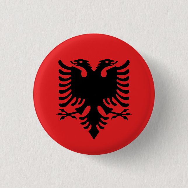 Albanian flag badge 1 inch round button (Front)