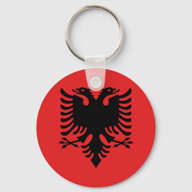 Albanian flag button keychain (Front)