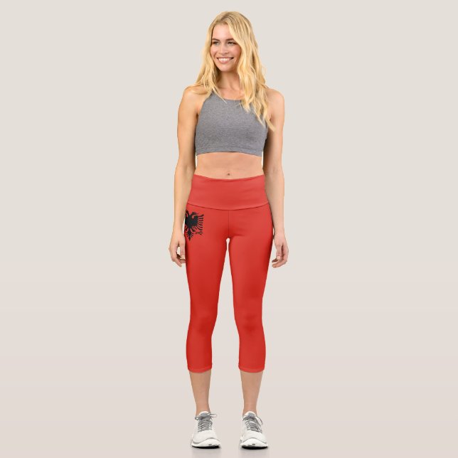 Albanian flag capri leggings (Front)