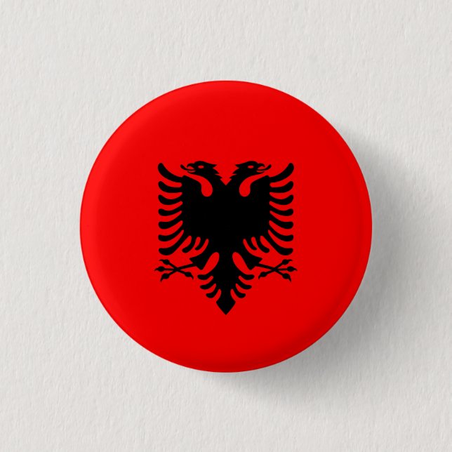 Albanian Flag, Flag of Albania 1 Inch Round Button (Front)