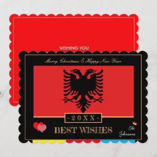 Albanian Flag & Happy New Year/Best Wishes Albania Holiday Card