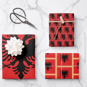 Albanian Flag, Heart & Albania Fashion / Gift Set Wrapping Paper Sheet