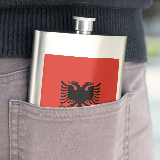 Albanian flag hip flask (In Situ)