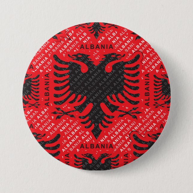 Albanian flag pattern 2 3 inch round button (Front)