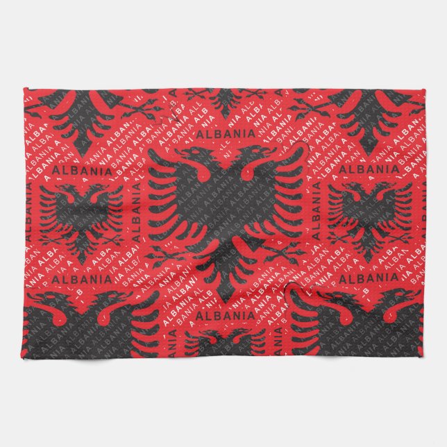 Albanian flag pattern 2 kitchen towel (Horizontal)