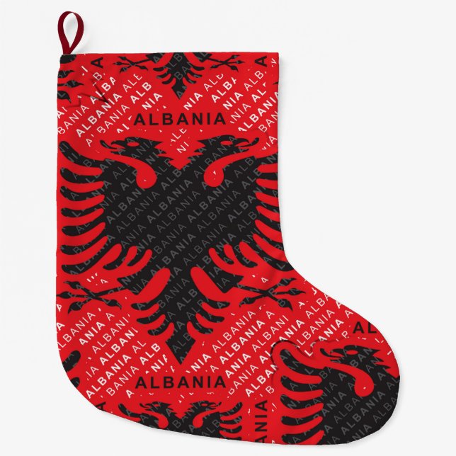 Albanian flag pattern 2 large christmas stocking (Front)