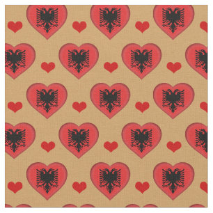 Albanian Flag & Red Heart fashion Fabric /Albania