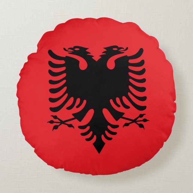 Albanian flag round pillow (Front)
