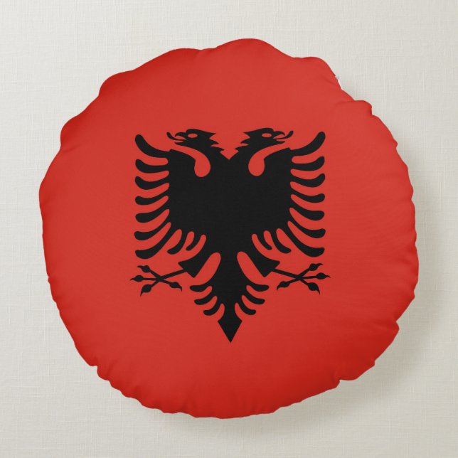 Albanian flag round pillow (Back)