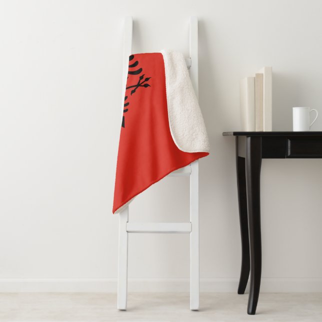 Albanian flag sherpa blanket (In Situ)