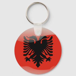 Albanian glossy flag keychain