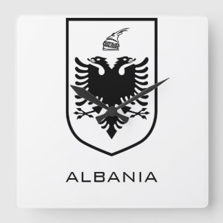 Albanian National Coat of Arms Heritage Ink Square Wall Clock