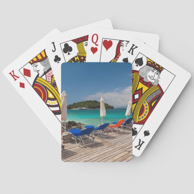 Albanian Riviera, Ksamil, town beachfront Playing Cards (Back)