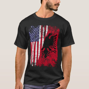 ALBANIAN ROOTS Red Eagle Half American ALBANIA FLA T-Shirt