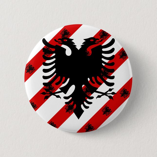 Albanian stripes flag 2 inch round button (Front)