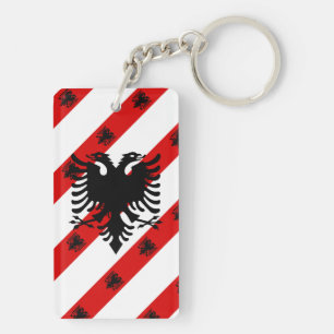 Albanian stripes flag keychain