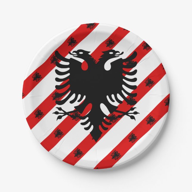 Albanian stripes flag paper plate (Front)