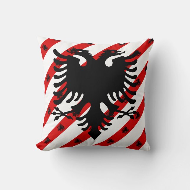 Albanian stripes flag throw pillow (Front)