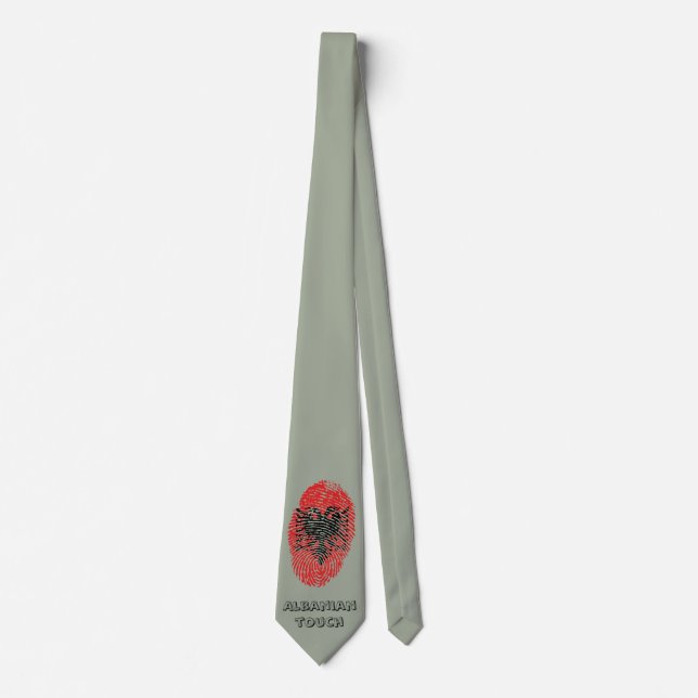 Albanian touch fingerprint flag tie (Front)