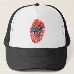 Albanian touch fingerprint flag trucker hat