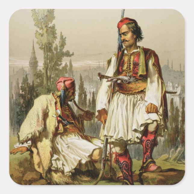 Albanians, mercenaries in the Ottoman army, pub. b Square Sticker (Front)