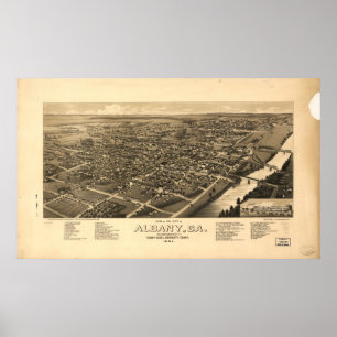 Albany Georgia 1885 Antique Panoramic Map Poster