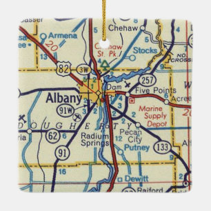 Albany Georgia Vintage Road Map Ceramic Ornament