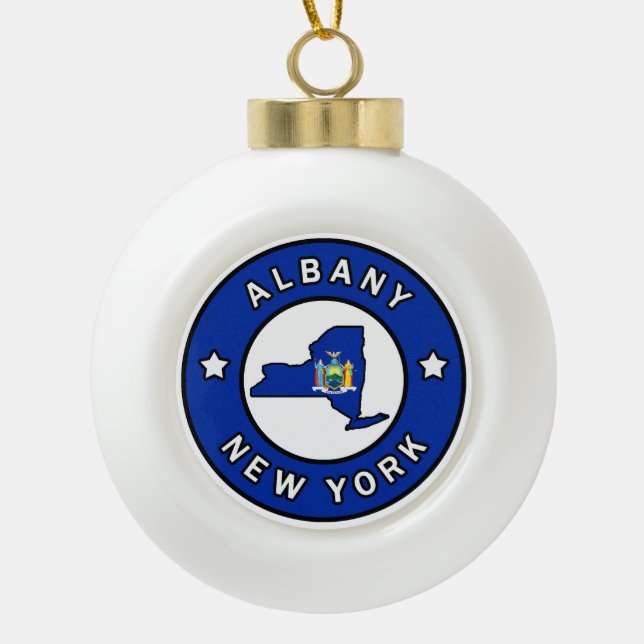 Albany New York Ceramic Ball Christmas Ornament (Front)