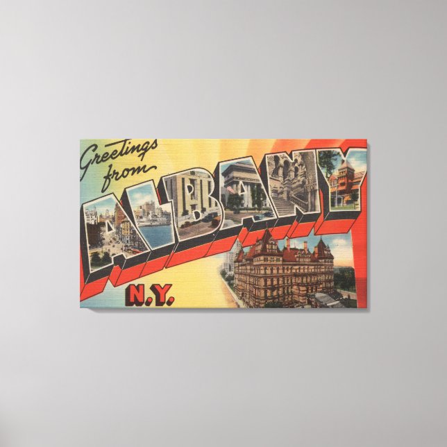 Albany, New York - Large Letter Scenes Canvas Print (Front)