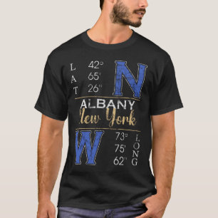 Albany NEW YORK  Latitude and Longitude  T-Shirt