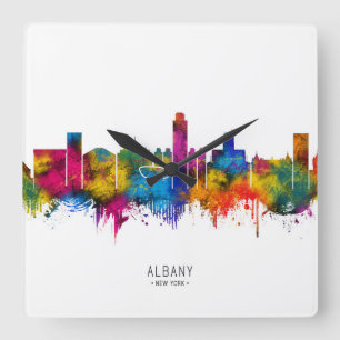 Albany New York Skyline Square Wall Clock