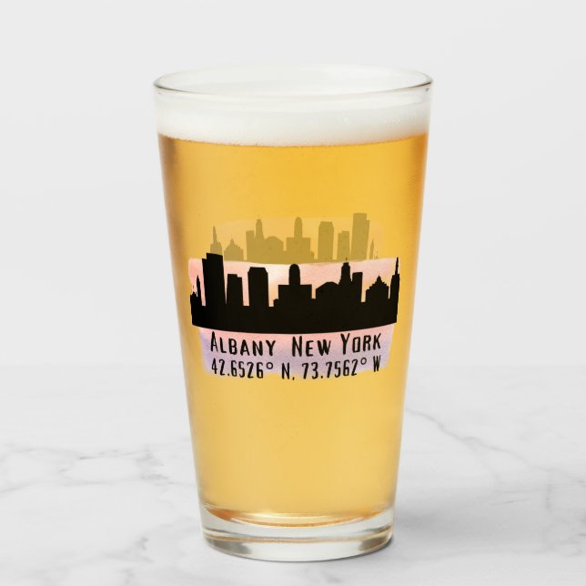 Albany NY City Skyline Beer Glass (Front Filled)
